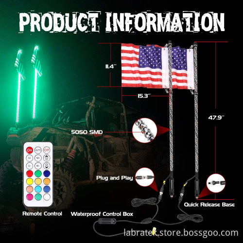 Hot Selling Mining Safety Led Whip With Reflective flag for Warning